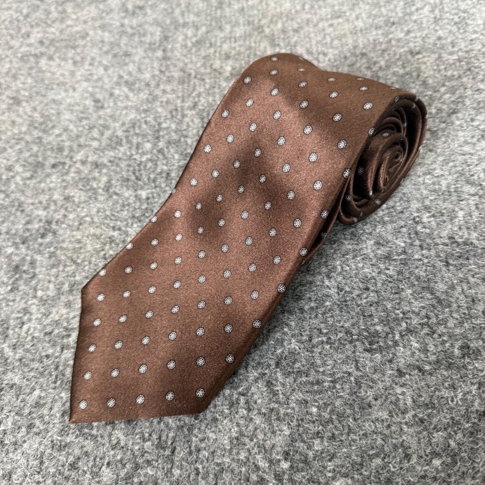 Christian Dior Monsieur Brown Silk Medallion Geometric Tie Made in USA Italy